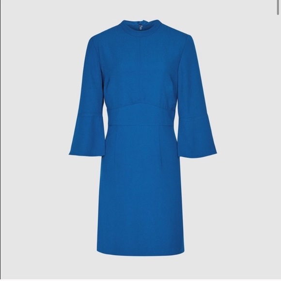 Reiss Cora Bell Sleeve Shift Dress Cobalt Blue